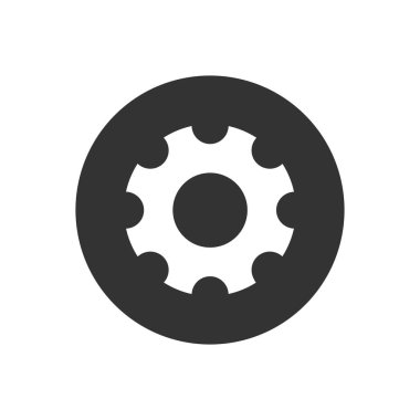 Vites Ayarlama İlgili Glyph Vektör simgesi. Uygulamalar ve Web siteleri için Ayarlama Sembolü. Siyah Vites Mekanizması ve Beyaz Arkaplanda İşçi Çarkı. İlerleme ya da İnşaat Konsepti. Vektör İllüstrasyonu.