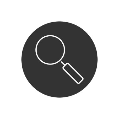 Büyüteç silindir. İlgili vektör çizgisi izole edilmiş simge. Simge vektörünü ara. Büyüteç işareti..