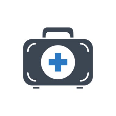 İlk yardım çantasıyla ilgili vektör sembolü. Tıbbi işaretli tıbbi çanta. İlk yardım çantası işareti. Beyaz arka planda izole edilmiş. Düzenlenebilir vektör illüstrasyonu