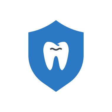 Diş Koruma Vektörü Glyph Simgesi. Diş koruma işareti. Beyaz Arkaplanda İzole Edilmiş