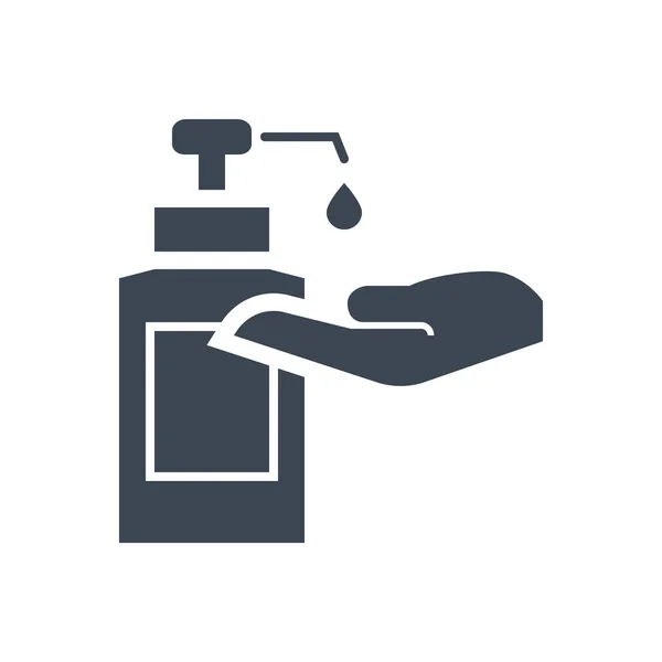 Handdesinfektionsmittel Bezogene Vektor Glyphen Symbol Desinfektionsmittel Tropft Von Der Flasche — Stockvektor