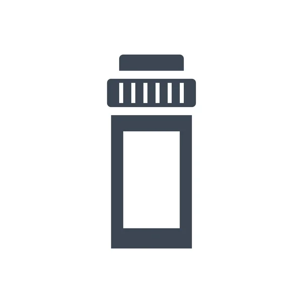 ピルスボトル関連ベクトルグリフアイコン 白い背景に隔離された丸薬瓶の標識 — ストックベクタ