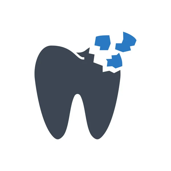 Tooth Crash Related Vector Glyph Icon Inglês Sinal Falha Dentária —  Vetores de Stock