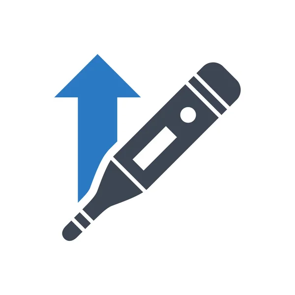 Electronic Thermometer with high temperature icon — Stock Vector