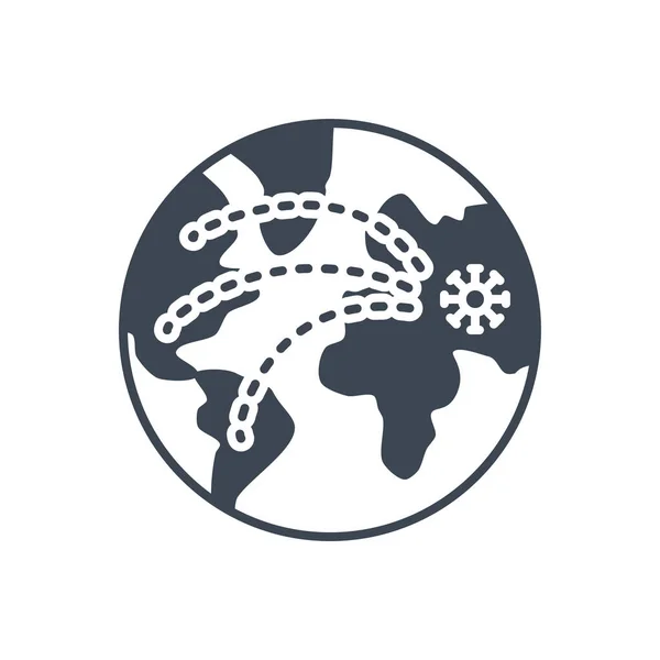 Pandemia Related Vector Glyph Icon Spread Virus Globe Pandemia Sign — Image vectorielle