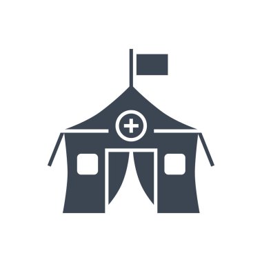 Tıbbi çadır bağlantılı vektör sembolü. Tıbbi çadır işareti. Beyaz arka planda izole edilmiş. Düzenlenebilir vektör illüstrasyonu