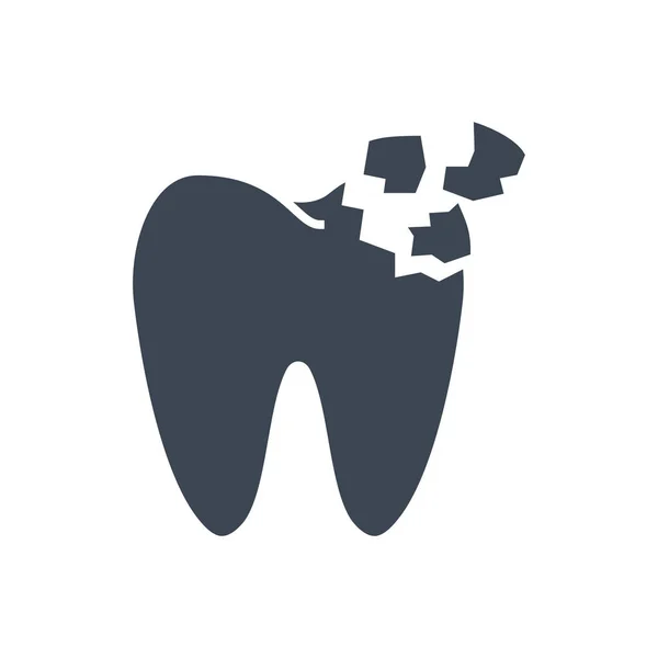 Икона Векторный Глиф Связанная Крушением Зуба Знак Зубного Удара Изолированный — стоковый вектор