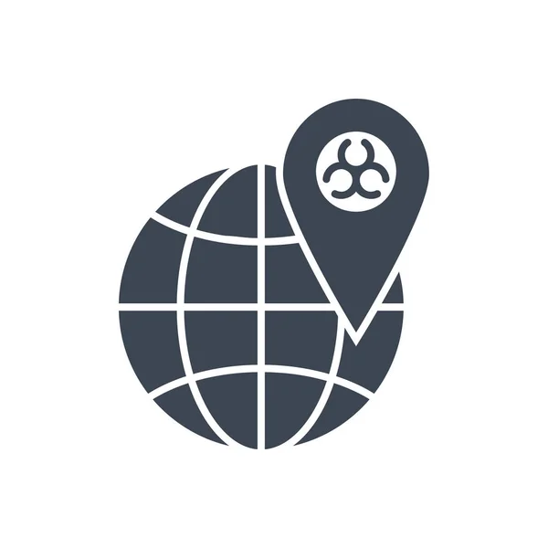 Outbreak Virus World Related Vector Glyph Icon Location Sign Biohazard — 스톡 벡터