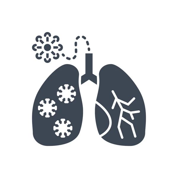 肺感染関連のベクトルグリフアイコン 内部感染症と肺 肺感染症の兆候 白い背景に隔離されている 編集可能なベクトル図 — ストックベクタ