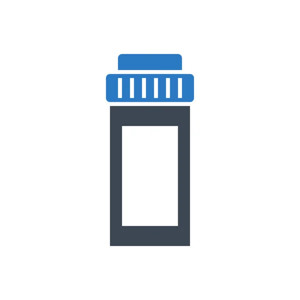 Pills Bottle Related Vector Glyph Icon Drugs Pills Bottle Sign — Stockový vektor