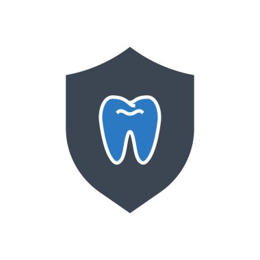 Diş Koruma Vektörü Glyph Simgesi. Diş koruma işareti. Beyaz Arkaplanda İzole Edilmiş