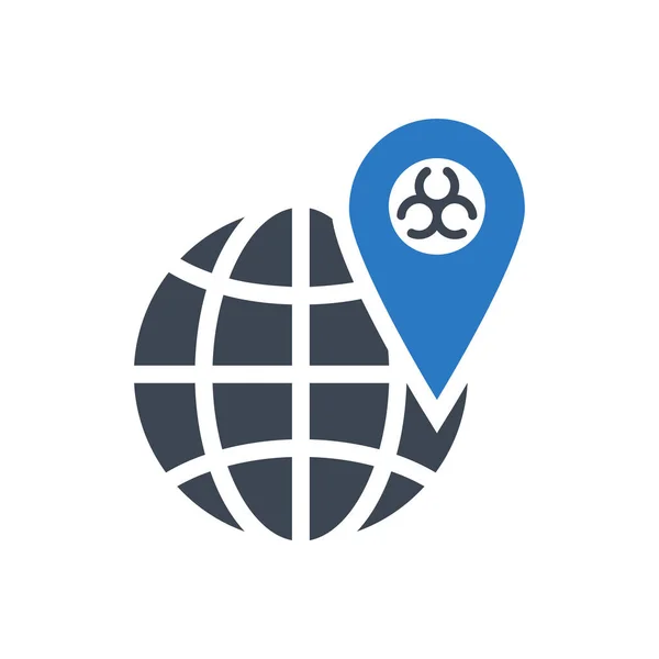 Outbreak Virus World Related Vector Glyph Icon Location Sign Biohazard — Image vectorielle