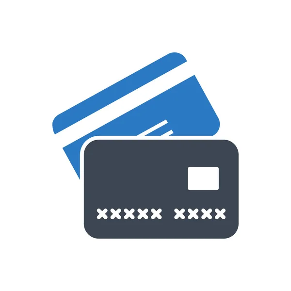 Credit Card Related Vector Glyph Icon Credit Card Sign Isolated — Stok Vektör