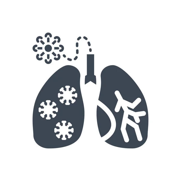 Płuca Ikona Wektora Glifu Związanego Infekcją Płuca Infekcją Wewnątrz Znak — Wektor stockowy