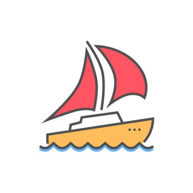 Yat Simgesi. Yat İlgili Vektör Doldurulmuş Taslak Simgesi Düzenlenebilir Resim