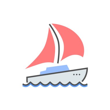 Yacht Icon. Yacht Related Vector Flat Icon. Editable Image