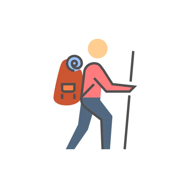 Backpacker Icon Backpacker Related Vector Flat Icon Editable Image —  Vetores de Stock
