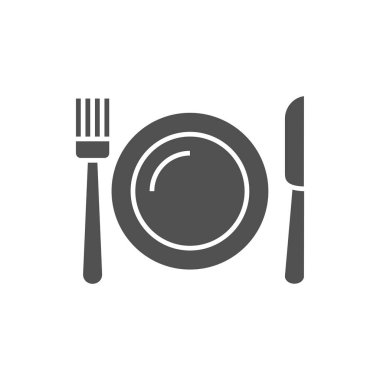 Tabak, Çatal ve Bıçak Simgesi. Tabak, Çatal ve Bıçak İlgili Vektör Sembol Simgesi. Düzenlenebilir EPS