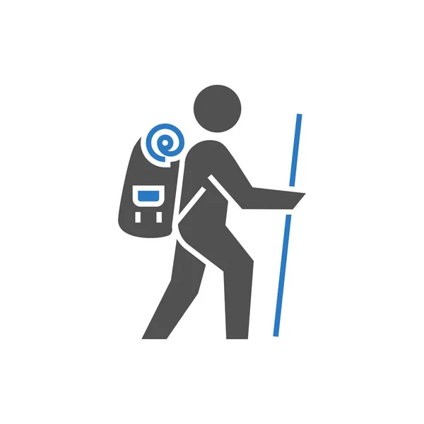 Icono Mochilero Backpacker Related Vector Glyph Icon Imagen Editable — Vector de stock