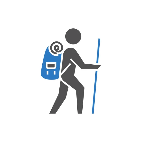 Icono Mochilero Backpacker Related Vector Glyph Icon Imagen Editable — Vector de stock