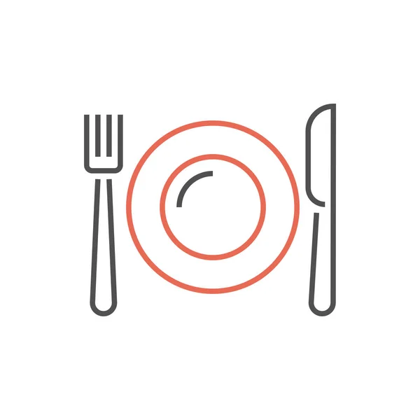 Plate Fork Knife Icon Plate Fork Knife Related Vector Line — Stockový vektor