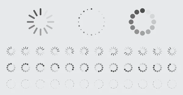 Carregamento Circular Ícones Buffer Conjunto Vetores Vídeo Pronto Para Animação — Vetor de Stock
