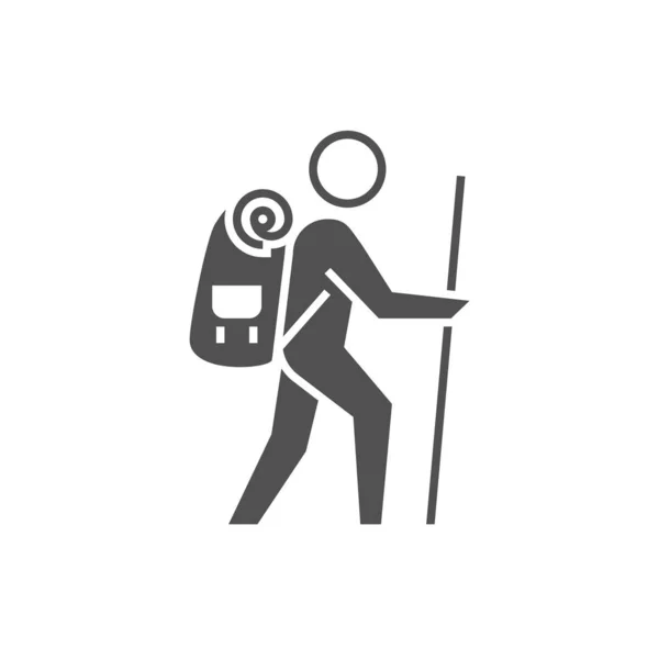 Icono Mochilero Backpacker Related Vector Glyph Icon Imagen Editable — Vector de stock