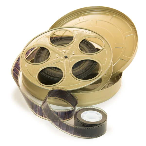 35mm film in reel en haar kan — Stockfoto