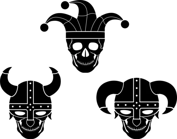 Set of evil skulls — Stock Vector