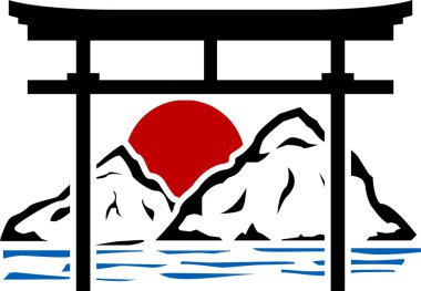 Torii kapısı ve gündoğumu