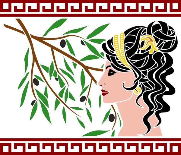Aphrodite and olive branch — Stock Vector