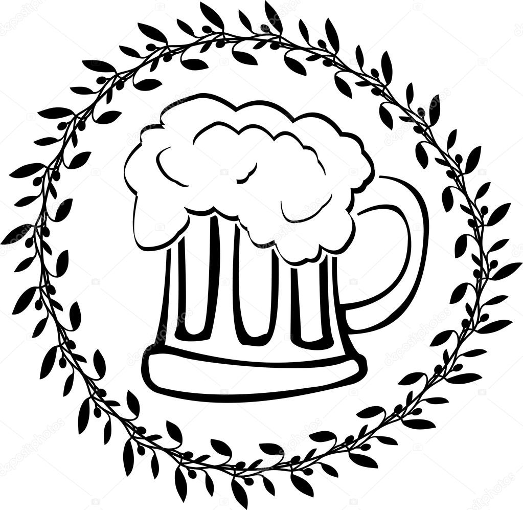 stencil-of-glass-of-beer-vector-image-by-santi0103-vector-stock