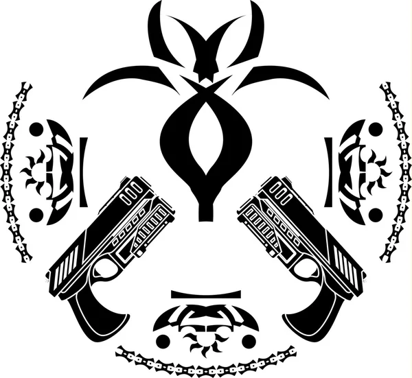 Abstracte symbool en pistolen — Stockvector