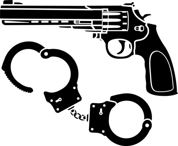 Esposas y pistola. — Vector de stock