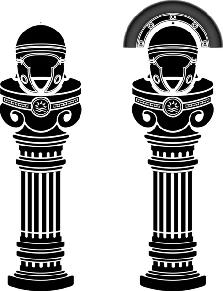 Sokkels van Romeinse helmen — Stockvector