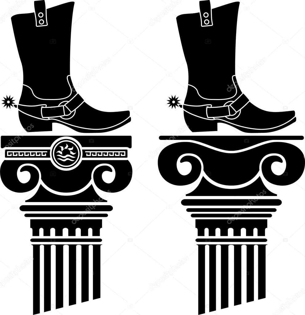 columns and boots with spurs