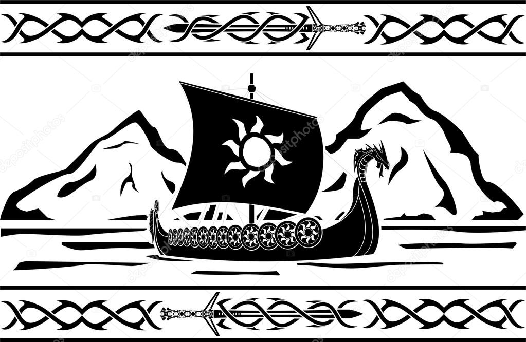 stencil of viking ship