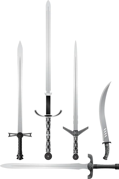 Conjunto de espadas medievais — Vetor de Stock