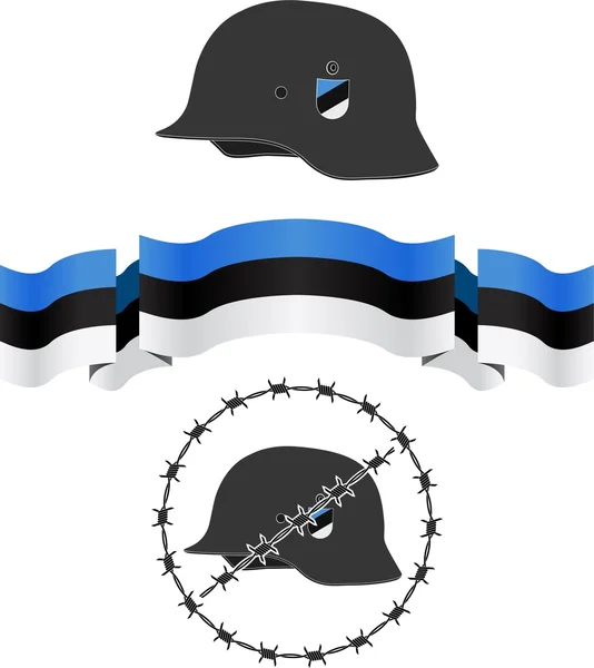 Estonian wsw helmet and flag — Stock Vector