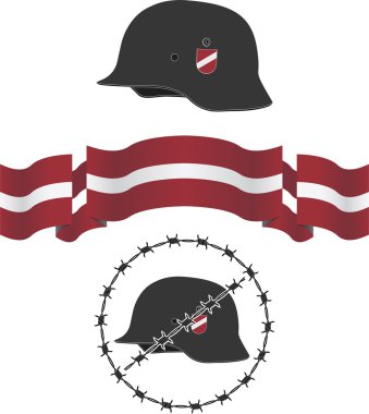 Letonya Doğu kask ve bayrak