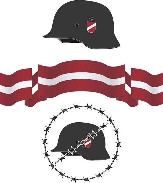 Latvian wsw helmet and flag — Stock Vector