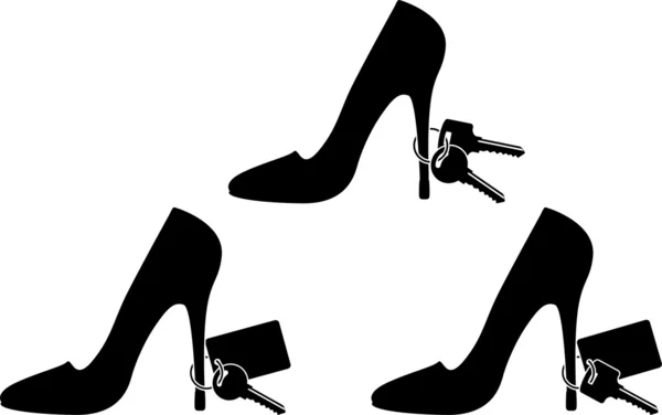 Sapatos e chaves femininas —  Vetores de Stock