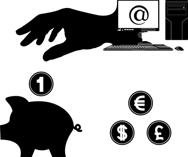 Money from internet — Stock Vector