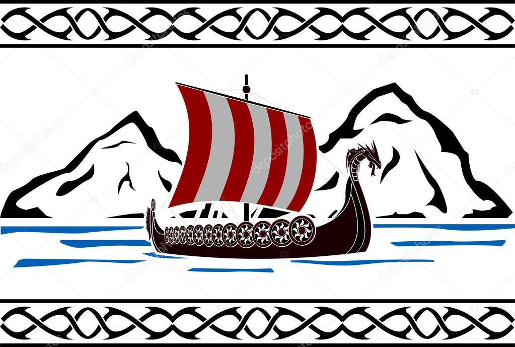Stencil of viking ship