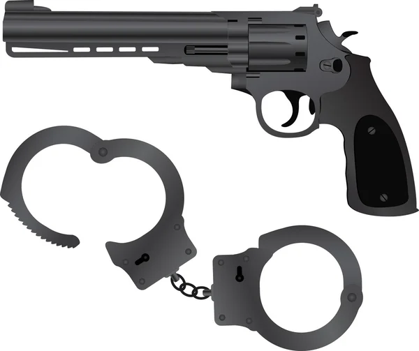 Handboeien en pistool — Stockvector
