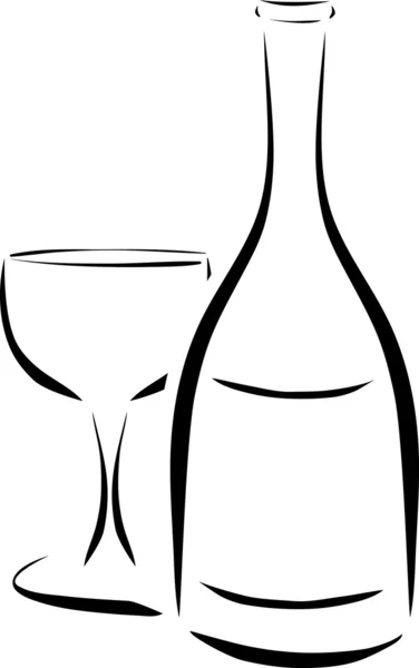 Bouteille et verre à vin — Image vectorielle