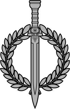 Romalı kılıcı ile defne çelengi