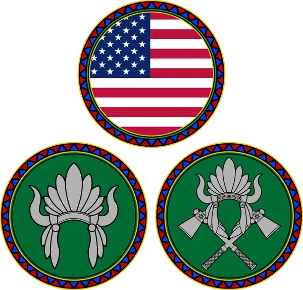 Amerikanische Flagge und indische Kopfbedeckung — Stockvektor