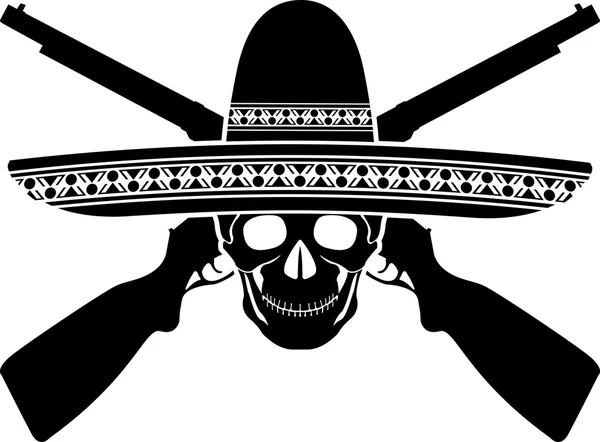 Teschio del guerriero messicano — Vettoriale Stock