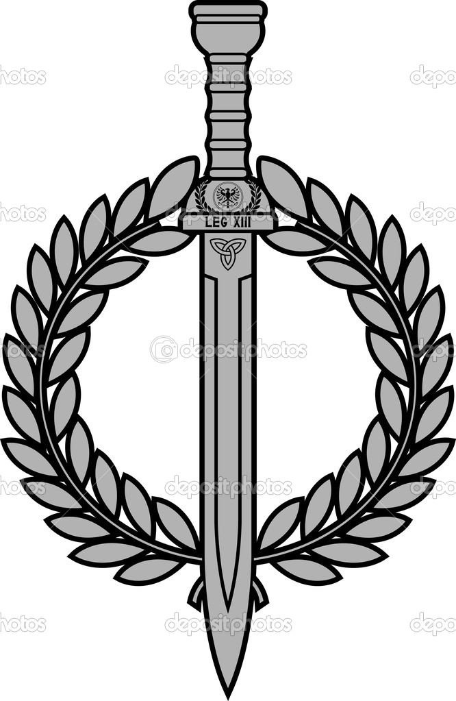 Roman sword with laurel wreath